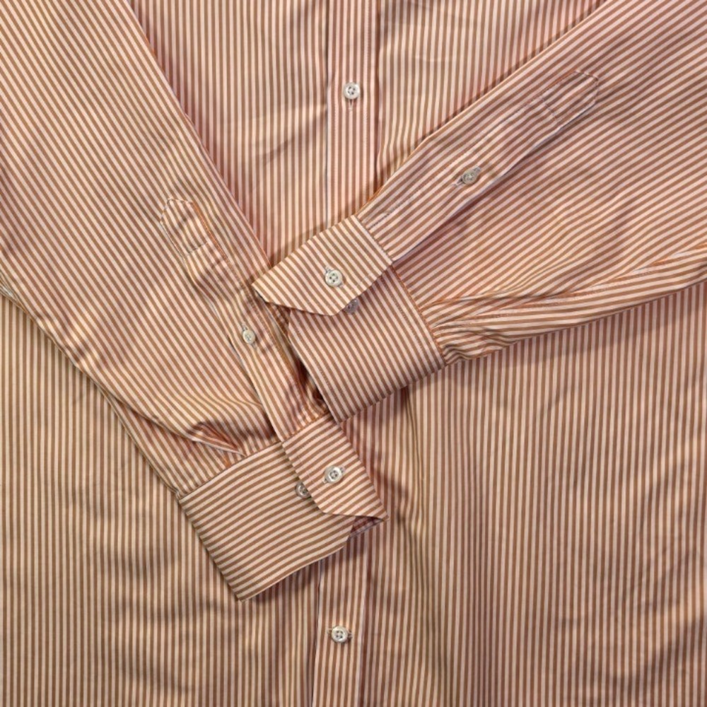 Stenströms Fitted Body Orange Stripe Twofold Cotton Dress Shirt Men 17 43 - Picture 2 of 8